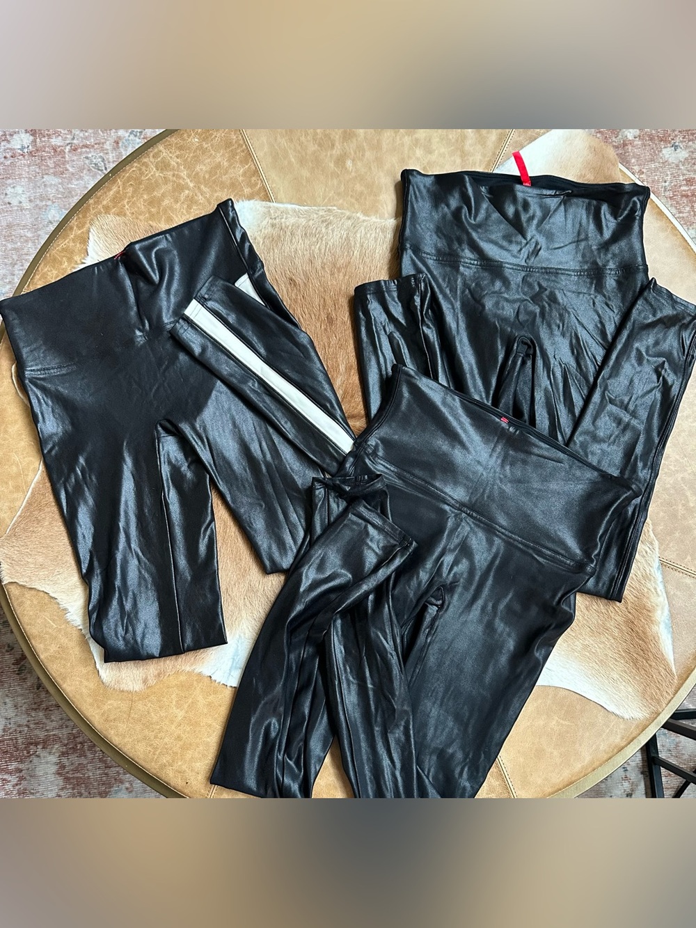 3 - Pair NEVER-Worn  High-Waist Black Faux Leather Leggings by SPANX